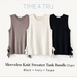 ✨ Time & Tru Sweater Tank Bundle (3) | Black Ivory Taupe | Side Tie